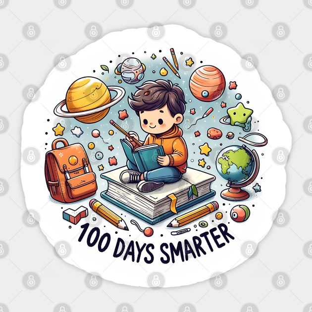 100th Day Of School Smarter Books Total Solar Eclipse Sticker by click2print